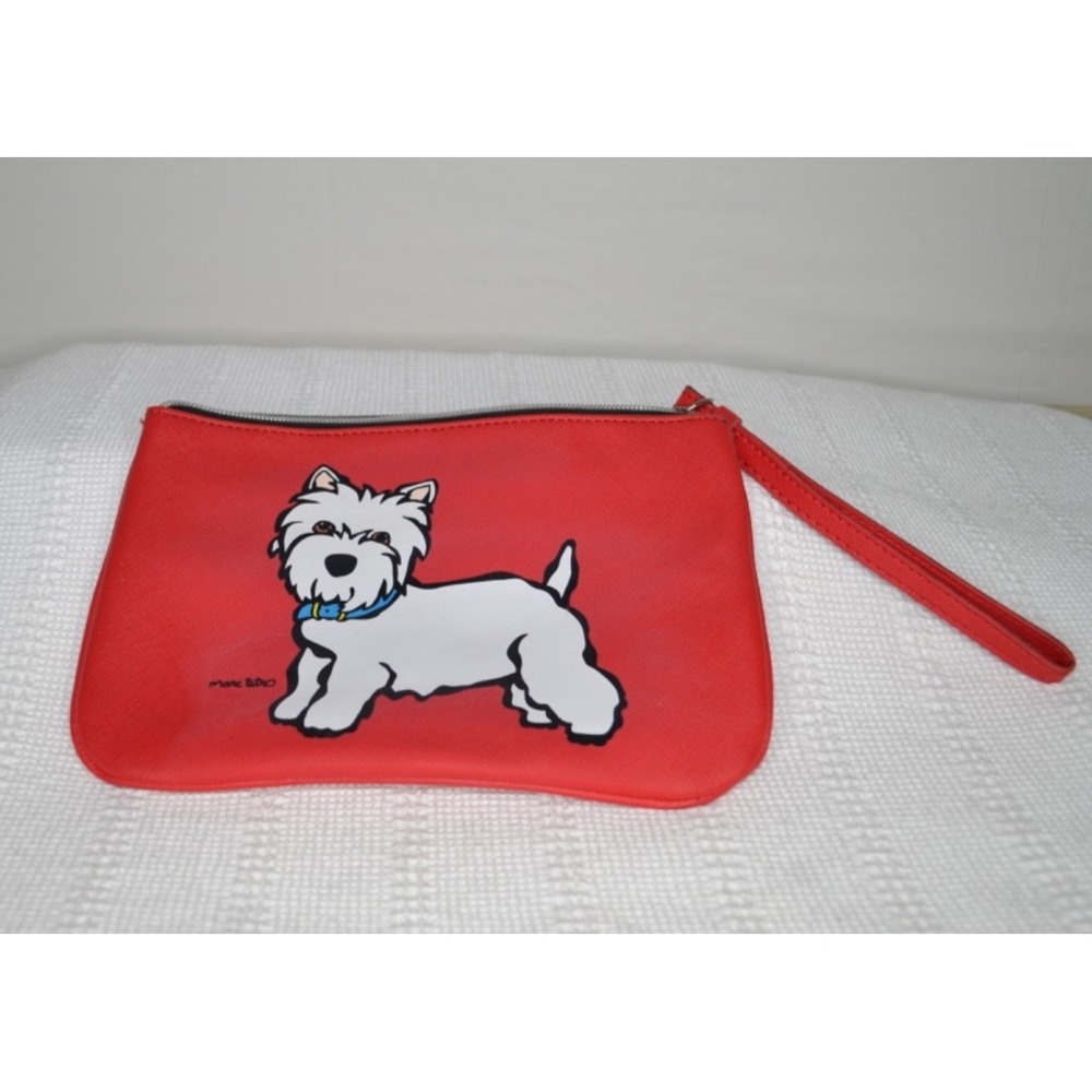 Marc Tetro Westie Terrier‎ Large Red Wristlet/Cosmetic bag